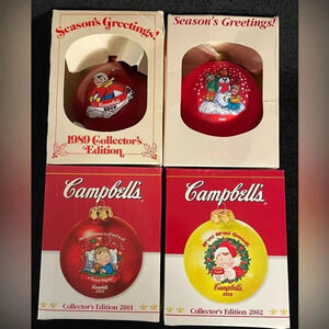 4 Vintages Campbell’s Ornaments 1989,1992,2001,2002